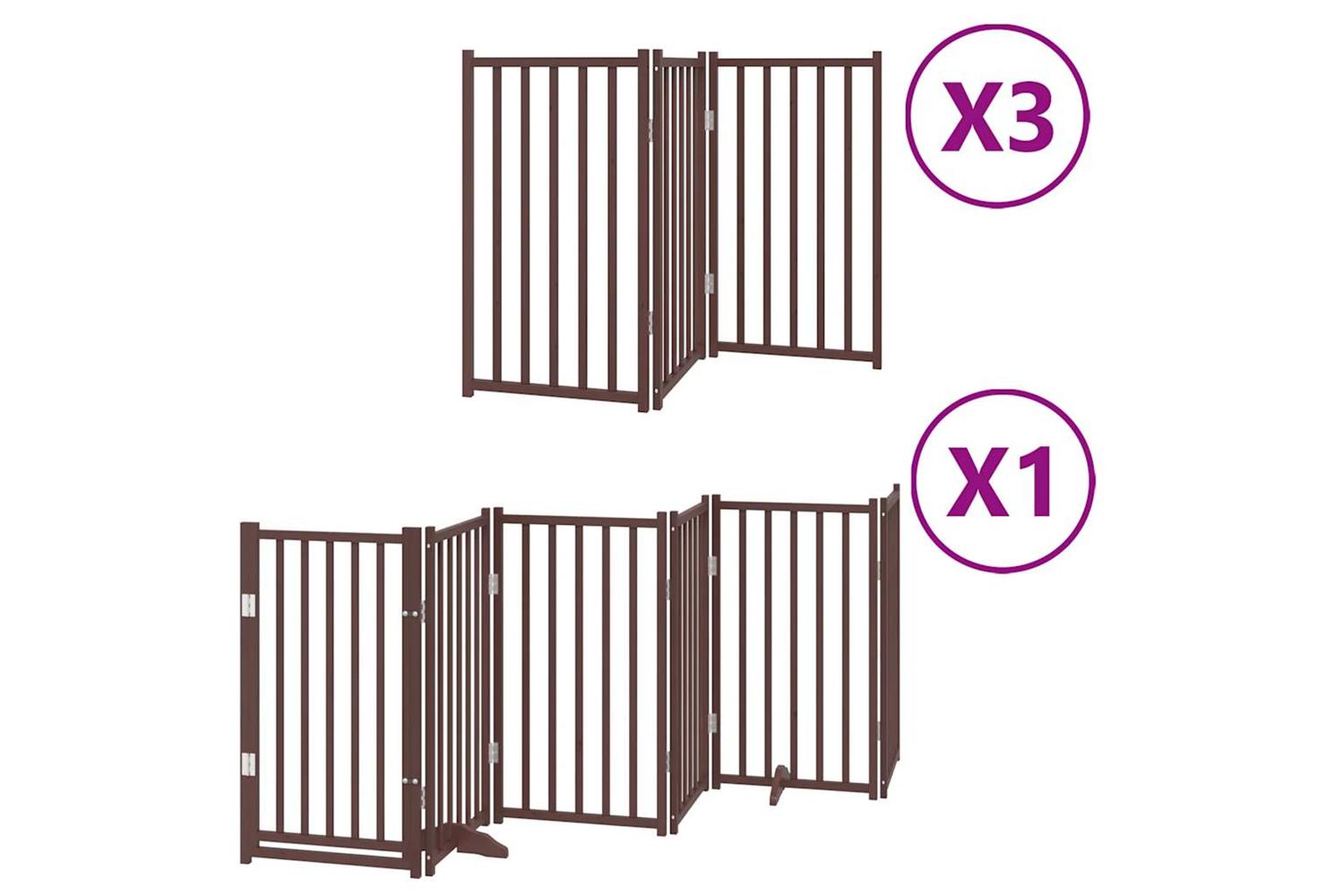 Vidaxl Dog Gate With Door Foldable 15 Panels Brown 750 Cm Poplar Wood