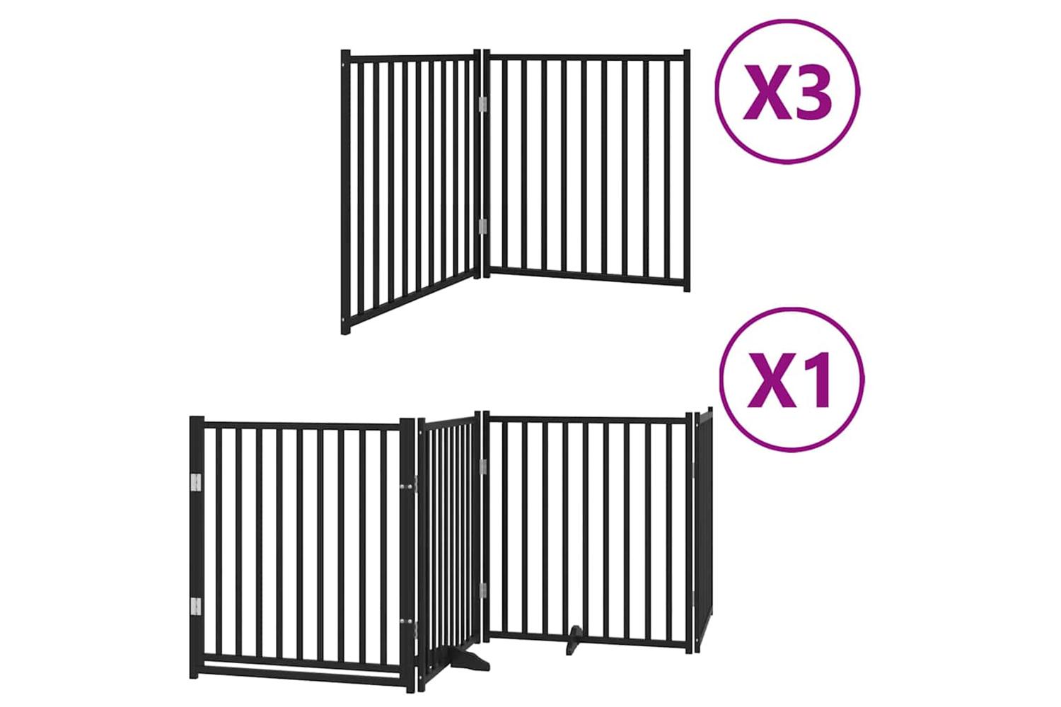 Vidaxl Dog Gate With Door Foldable 10 Panels Black 800 Cm Poplar Wood