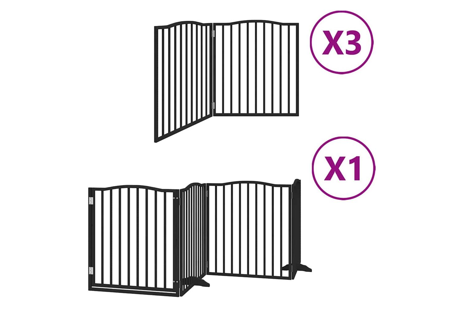 Vidaxl Dog Gate With Door Foldable 10 Panels Black 800 Cm Poplar Wood