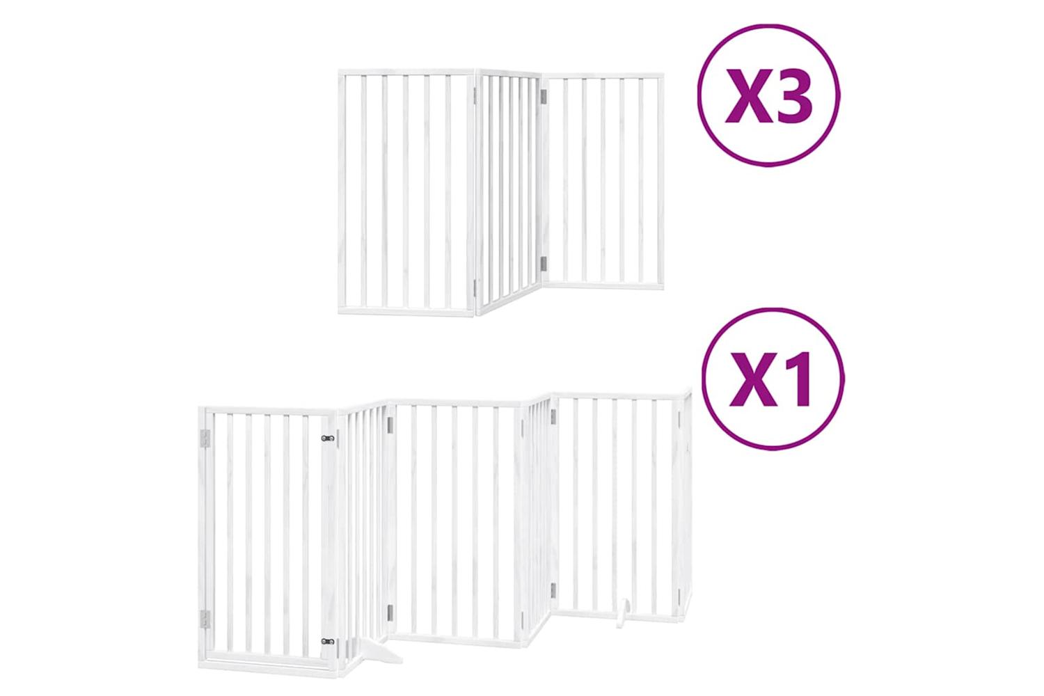 Vidaxl Dog Gate With Door Foldable 15 Panels White 750 Cm Poplar Wood