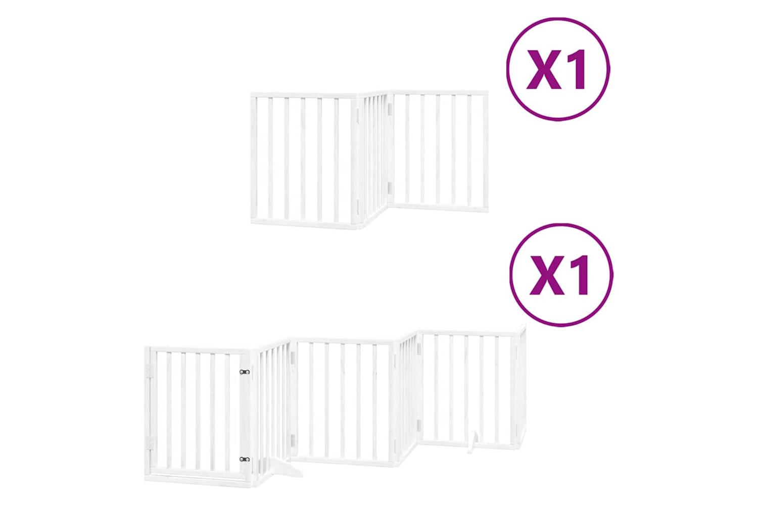 Vidaxl Dog Gate With Door Foldable 9 Panels White 450 Cm Poplar Wood