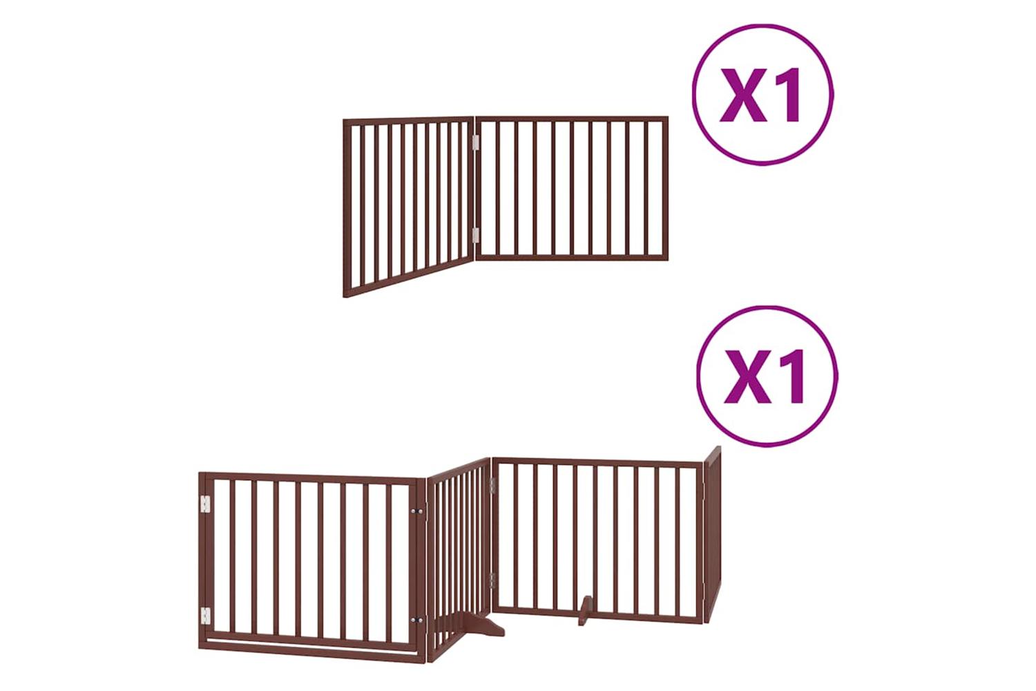 Vidaxl Dog Gate With Door Foldable 6 Panels Brown 480 Cm Poplar Wood