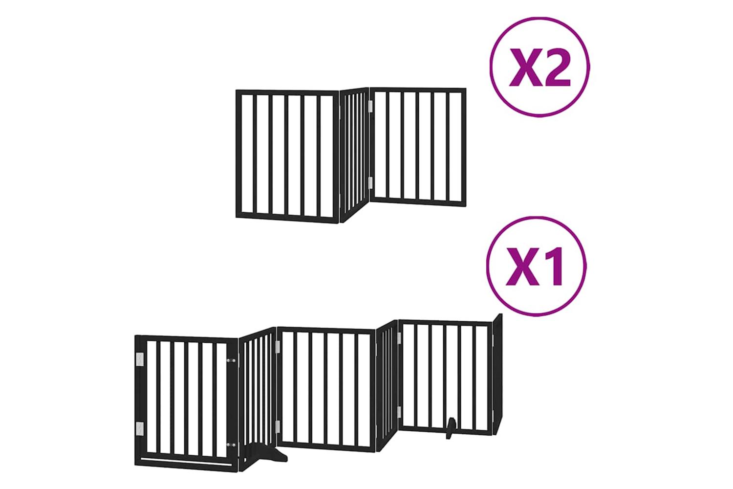 Vidaxl Dog Gate With Door Foldable 12 Panels Black 600 Cm Poplar Wood