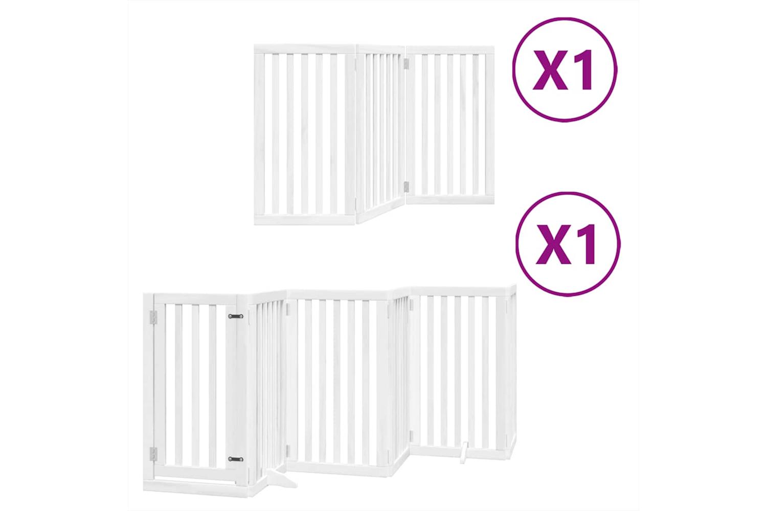 Vidaxl Dog Gate With Door Foldable 9 Panels White 450 Cm Poplar Wood