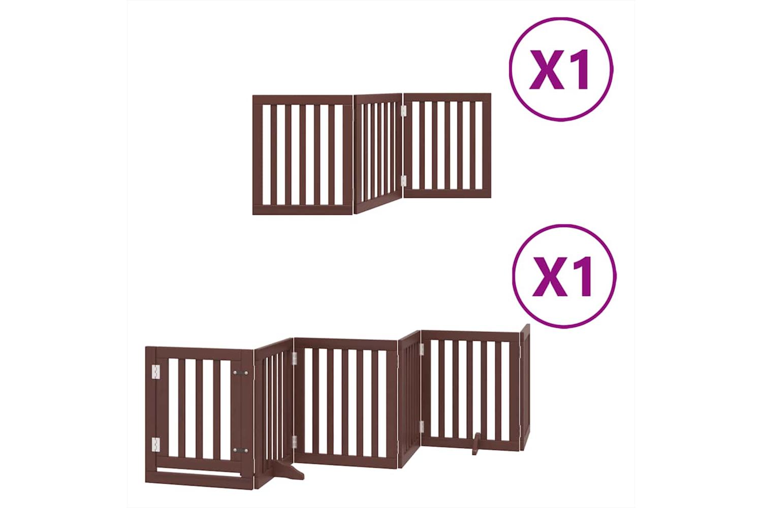 Vidaxl Dog Gate With Door Foldable 9 Panels Brown 450 Cm Poplar Wood