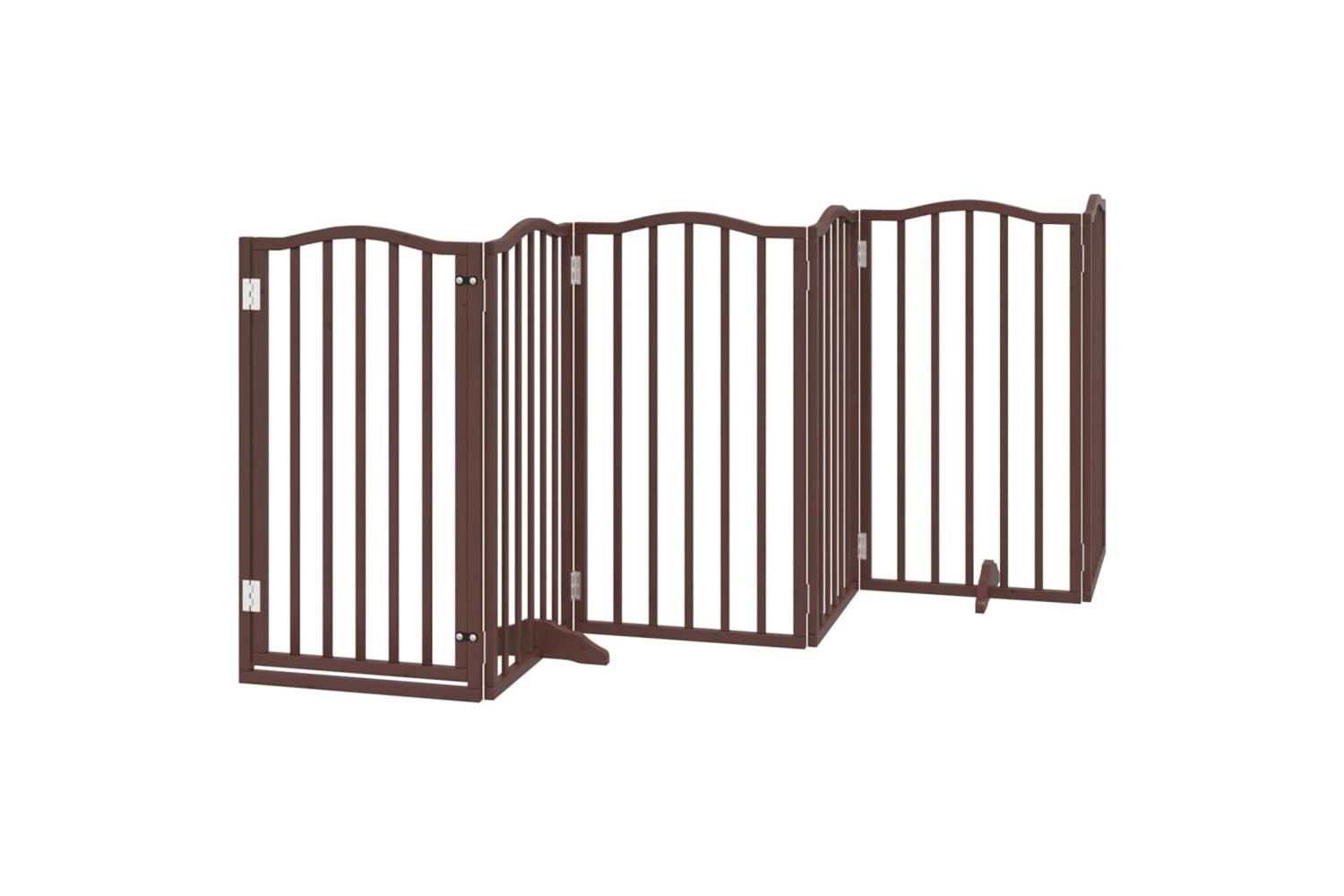 Vidaxl Dog Gate With Door Foldable 6 Panels Brown Oak 300 Cmpoplar Wood