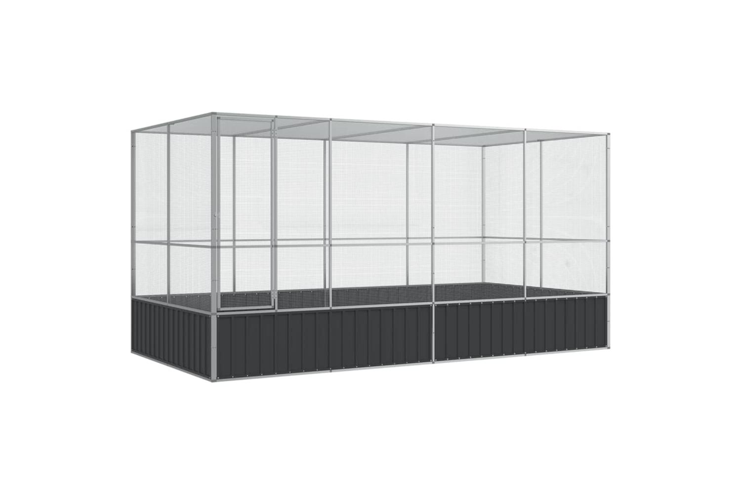 Vidaxl Aviary With Extension Silver 418x207x212 Cm Steel