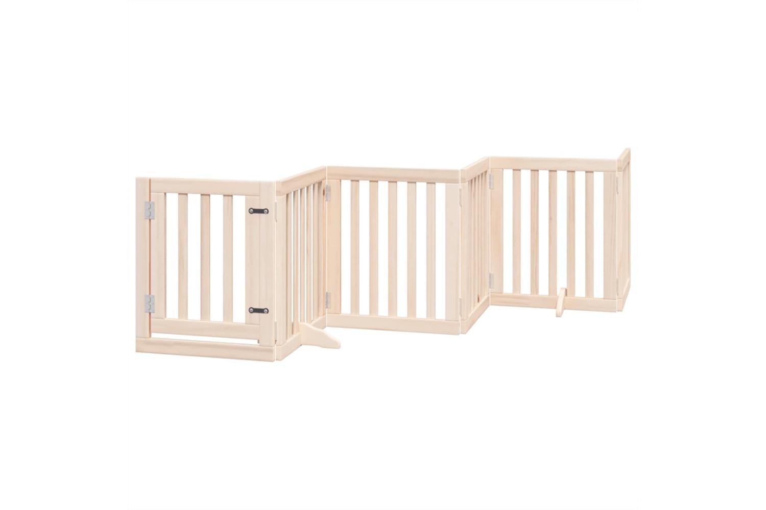 Vidaxl Dog Gate With Door Foldable 6 Panels 300 Cm Poplar Wood