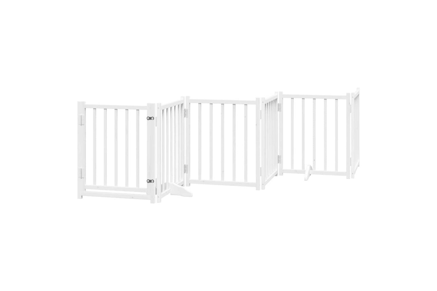 Vidaxl Dog Gate With Door Foldable 6 Panels White 300 Cm Solid Wood Fir