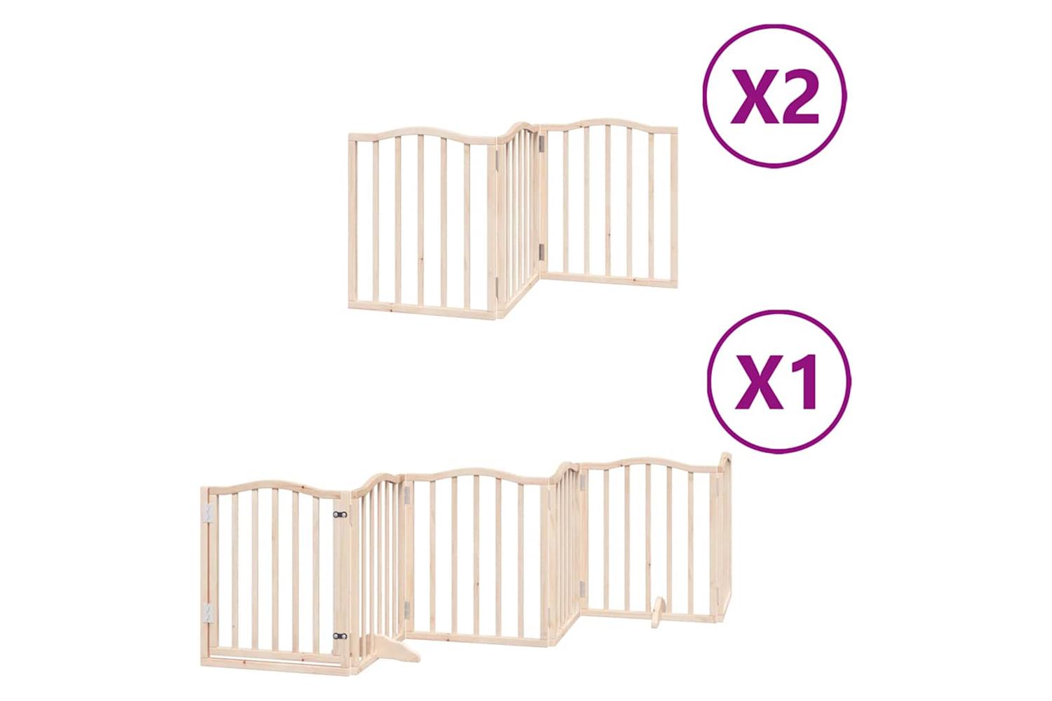 Vidaxl Dog Gate With Door Foldable 12 Panels 600 Cm Poplar Wood