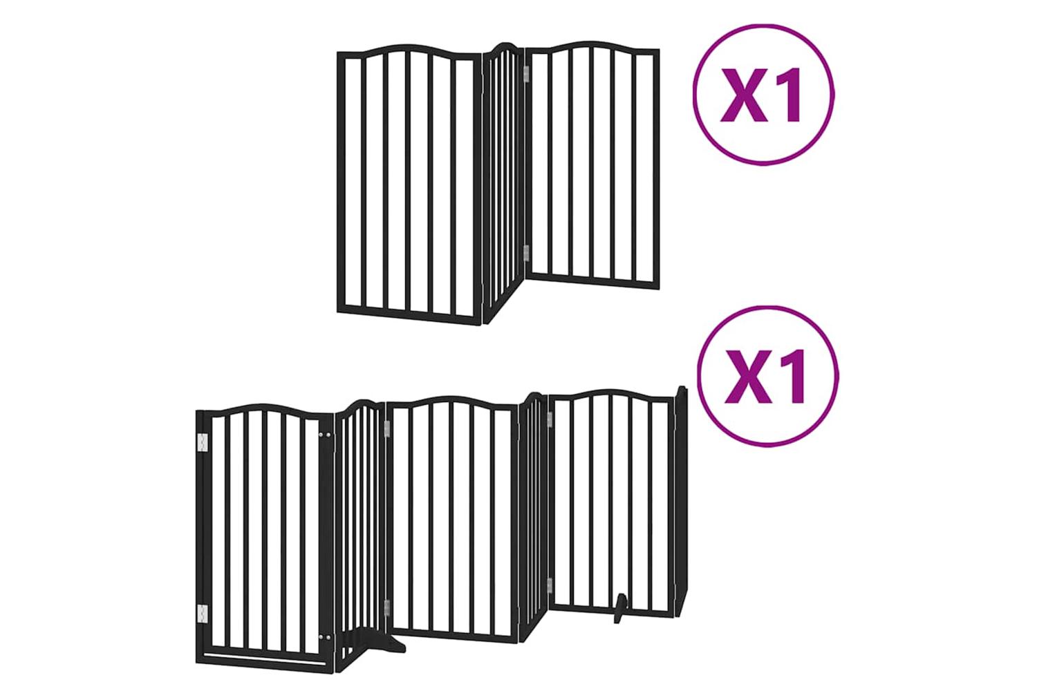 Vidaxl Dog Gate With Door Foldable 9 Panels Black 450 Cm Poplar Wood