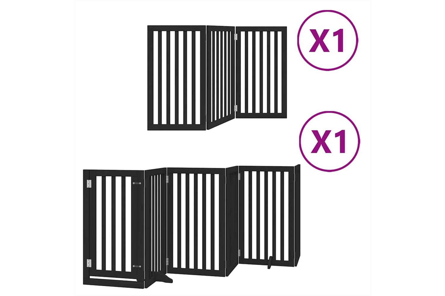 Vidaxl Dog Gate With Door Foldable 9 Panels Black 450 Cm Poplar Wood