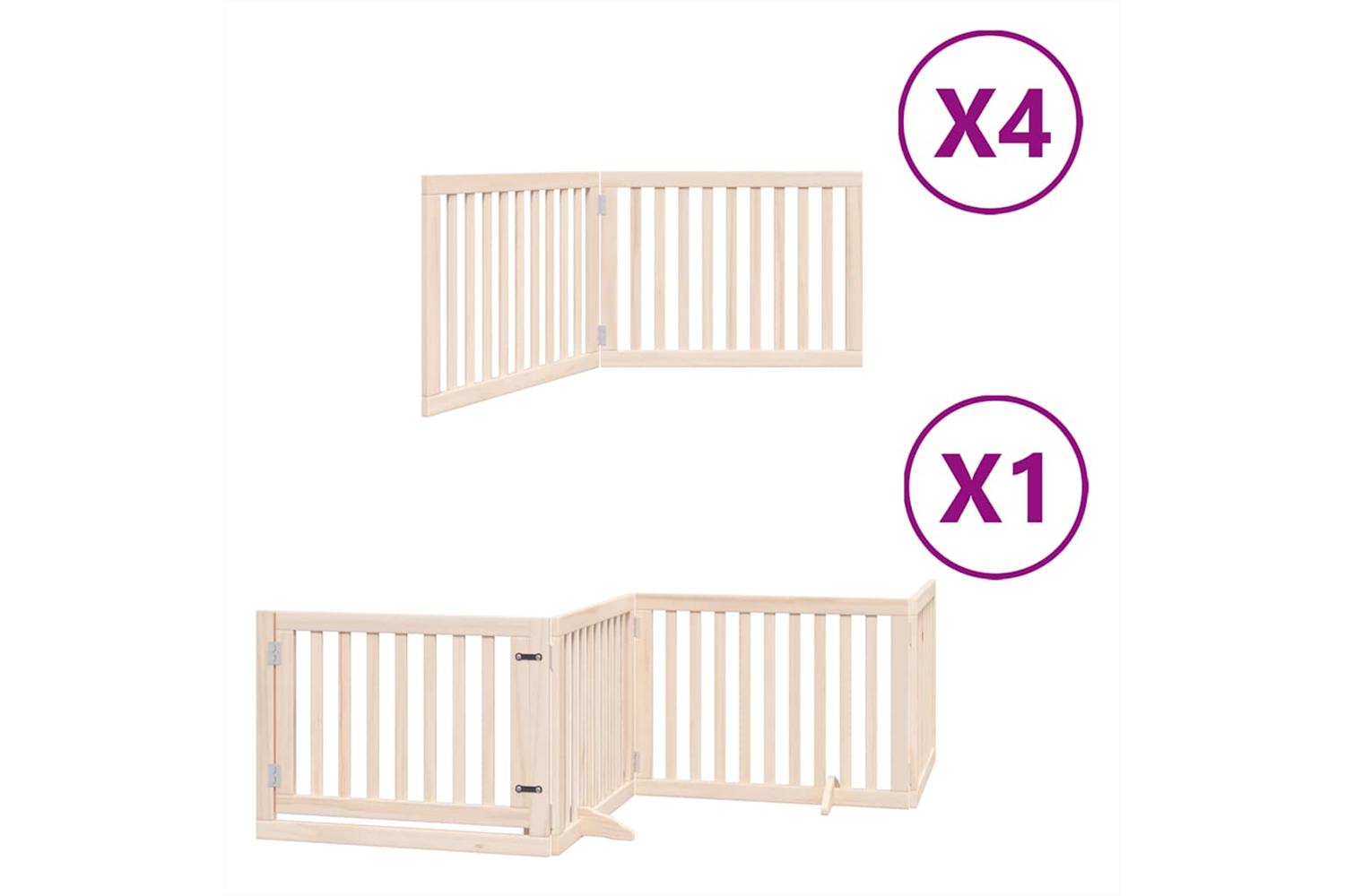 Vidaxl Dog Gate With Door Foldable 12 Panels 960 Cm Poplar Wood