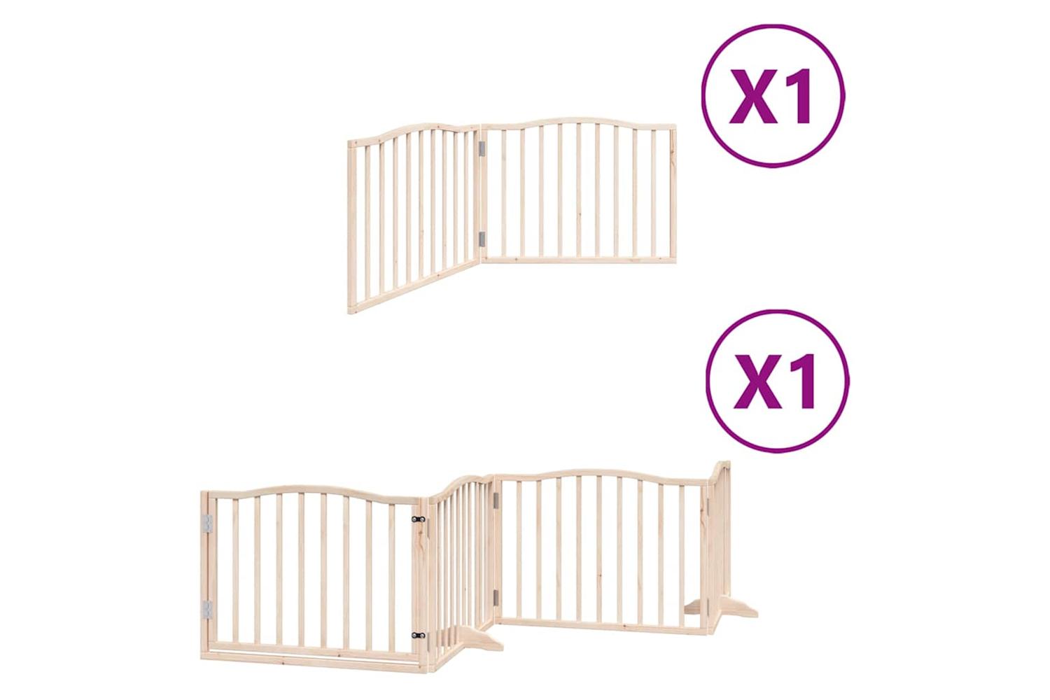 Vidaxl Dog Gate With Door Foldable 6 Panels 480 Cm Poplar Wood