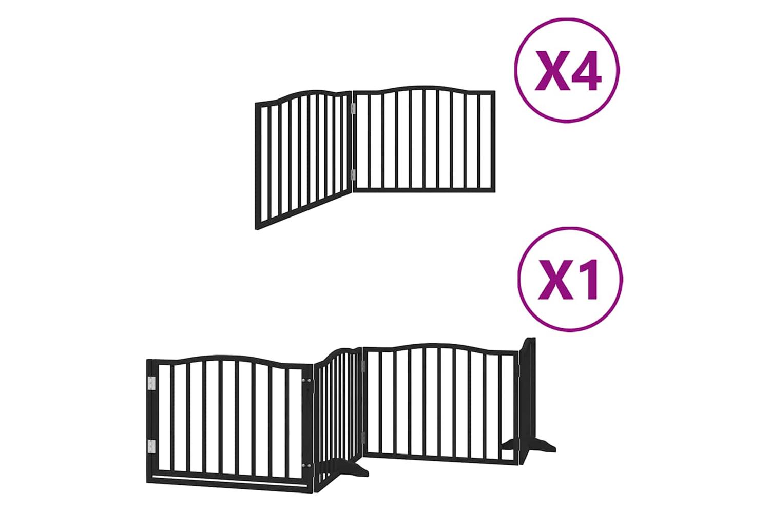 Vidaxl Dog Gate With Door Foldable 12 Panels Black 960 Cm Poplar Wood