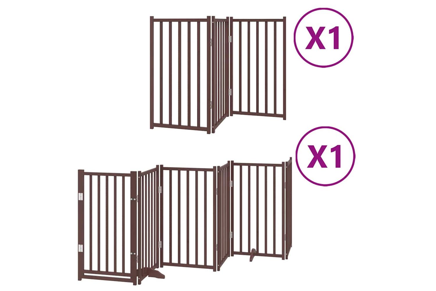 Vidaxl Dog Gate With Door Foldable 9 Panels Brown 450 Cm Poplar Wood