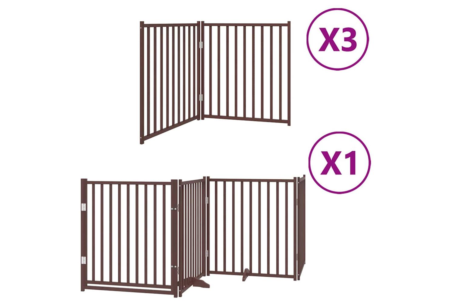 Vidaxl Dog Gate With Door Foldable 10 Panels Brown 800 Cm Poplar Wood