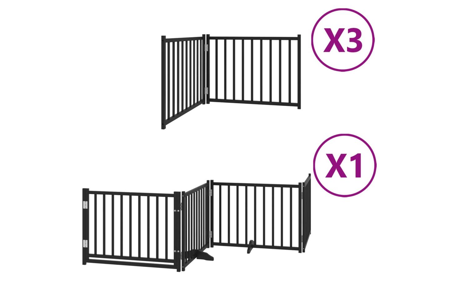 Vidaxl Dog Gate With Door Foldable 10 Panels Black 800 Cm Poplar Wood