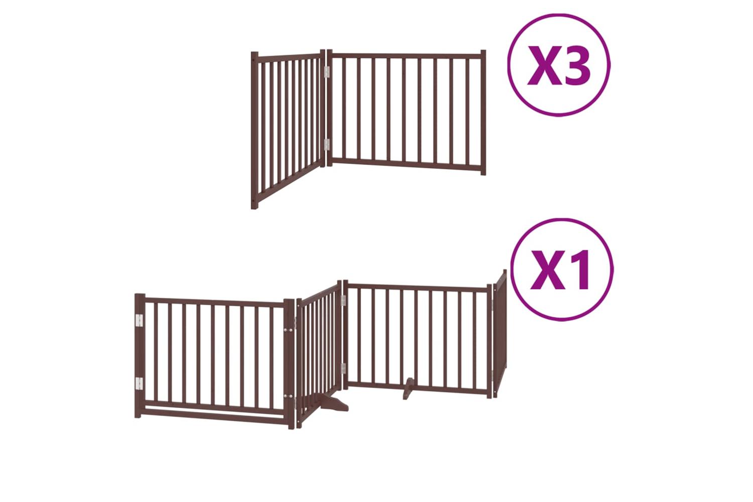 Vidaxl Dog Gate With Door Foldable 10 Panels Brown 800 Cm Poplar Wood