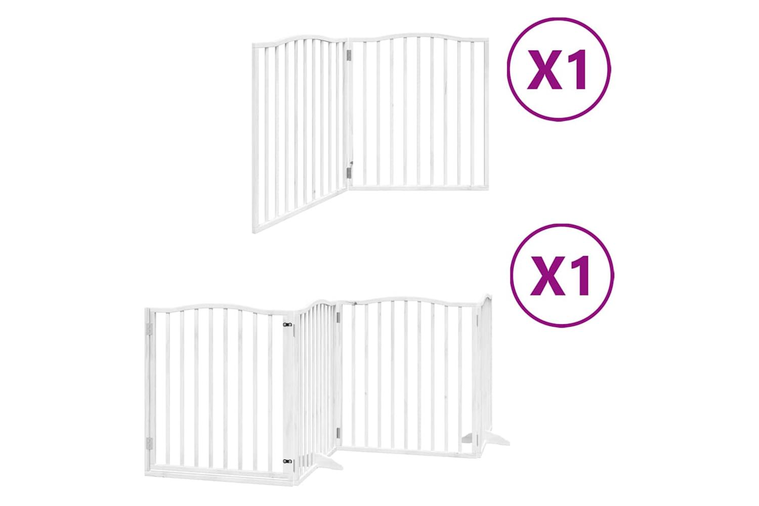 Vidaxl Dog Gate With Door Foldable 6 Panels White 480 Cm Poplar Wood