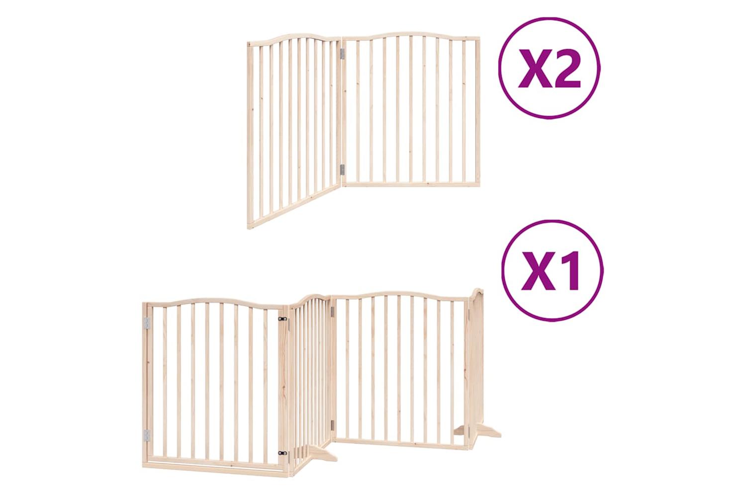 Vidaxl Dog Gate With Door Foldable 8 Panels 640 Cm Poplar Wood