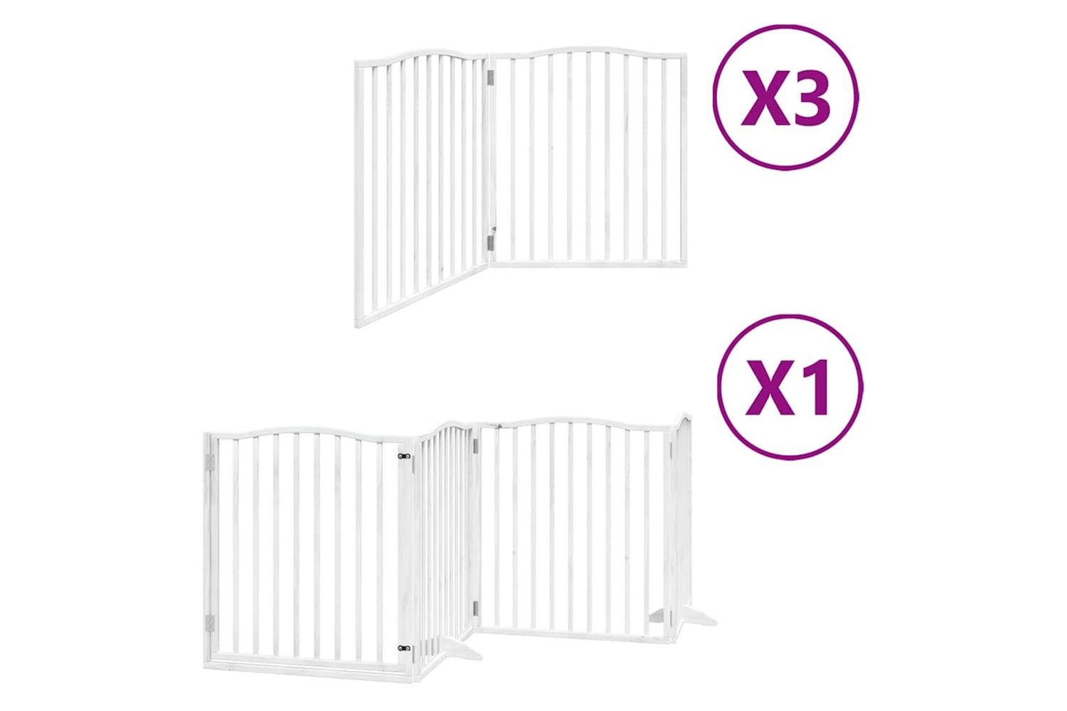 Vidaxl Dog Gate With Door Foldable 10 Panels White 800 Cm Poplar Wood