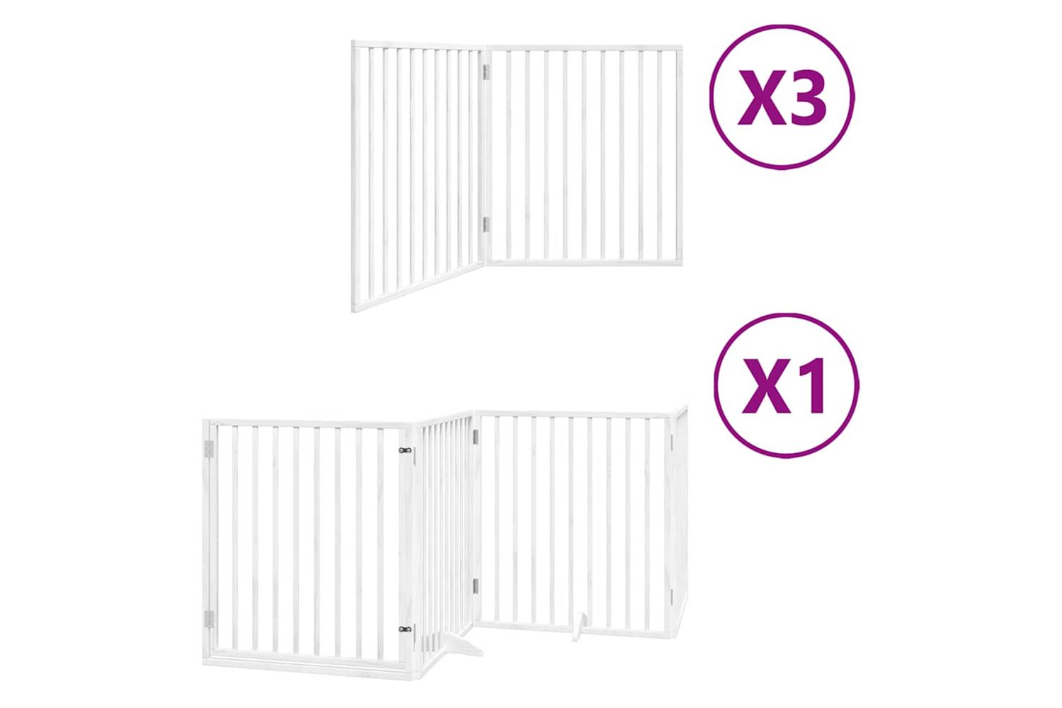 Vidaxl Dog Gate With Door Foldable 10 Panels White 800 Cm Poplar Wood