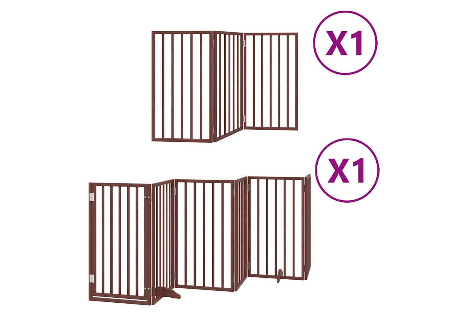 Vidaxl Dog Gate With Door Foldable 9 Panels Brown 450 Cm Poplar Wood