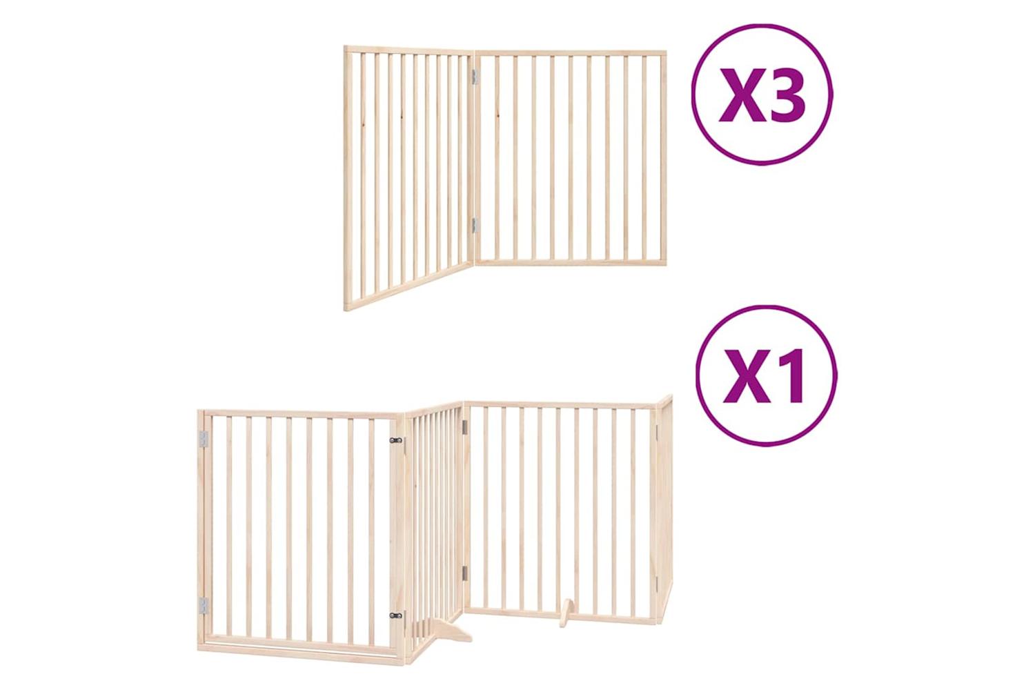 Vidaxl Dog Gate With Door Foldable 10 Panels 800 Cm Poplar Wood