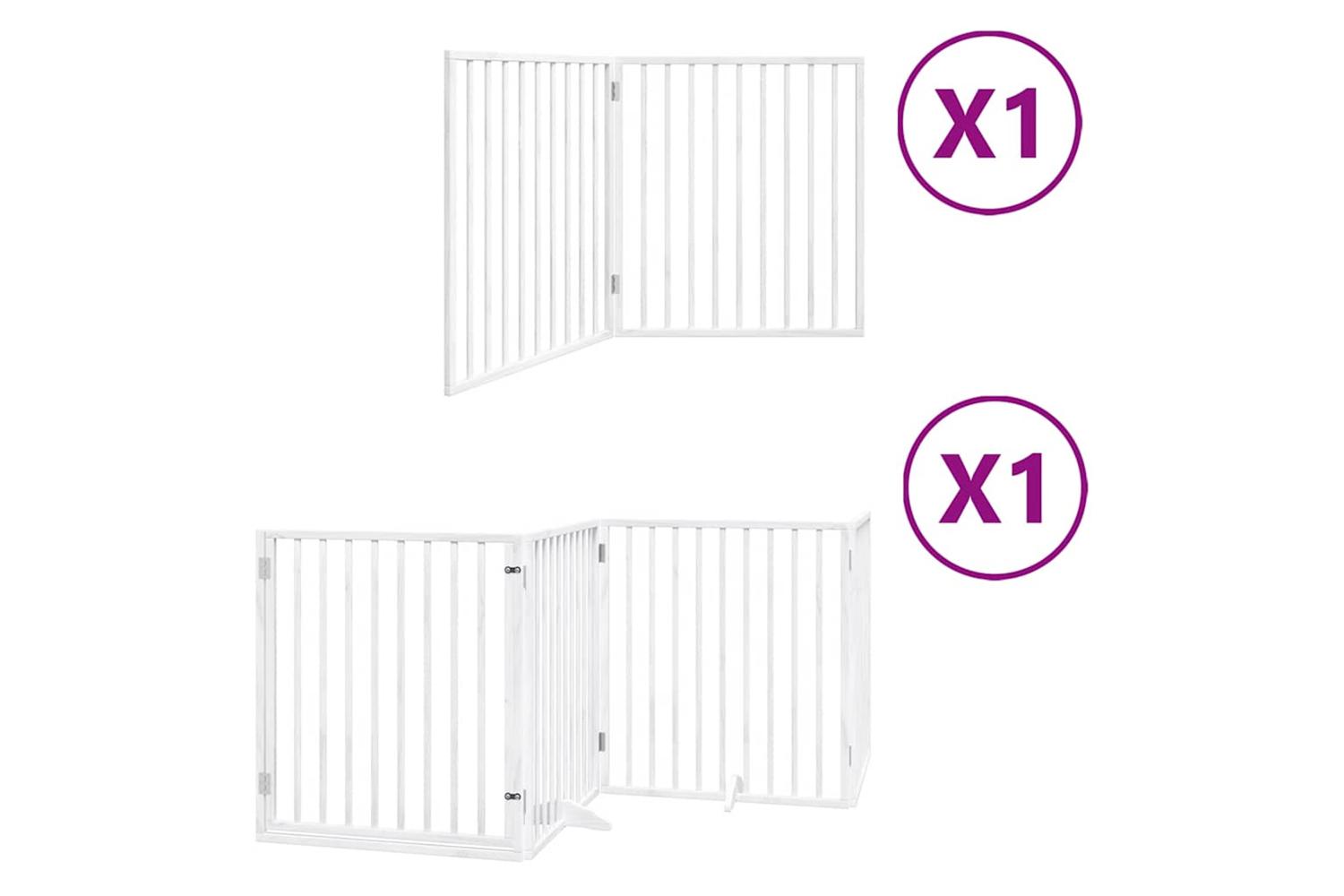 Vidaxl Dog Gate With Door Foldable 6 Panels White 480 Cm Poplar Wood