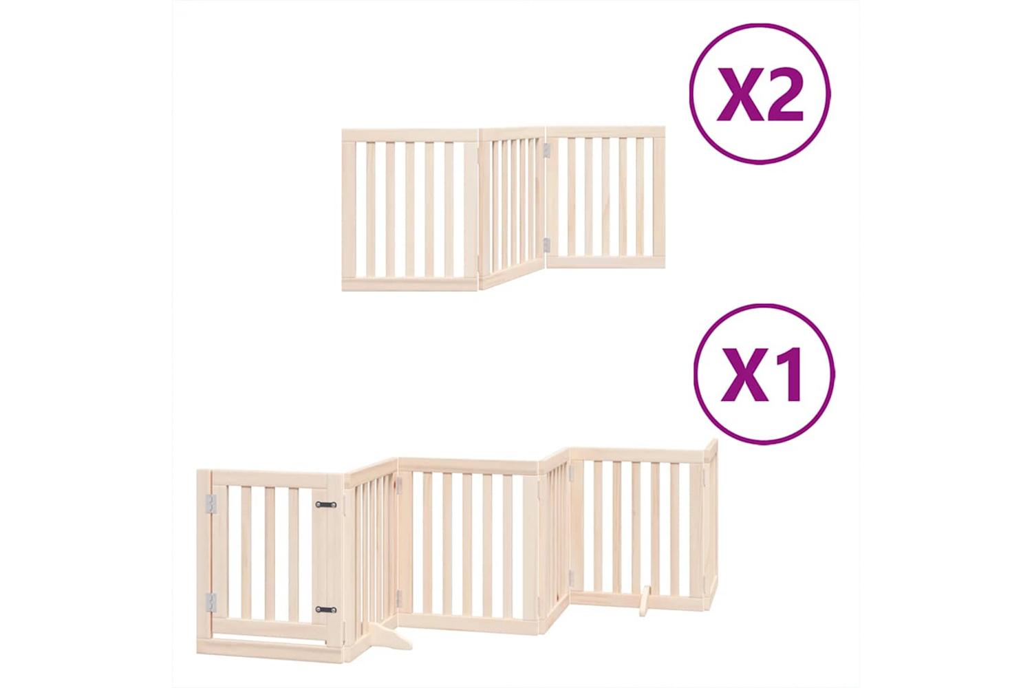 Vidaxl Dog Gate With Door Foldable 12 Panels 600 Cm Poplar Wood