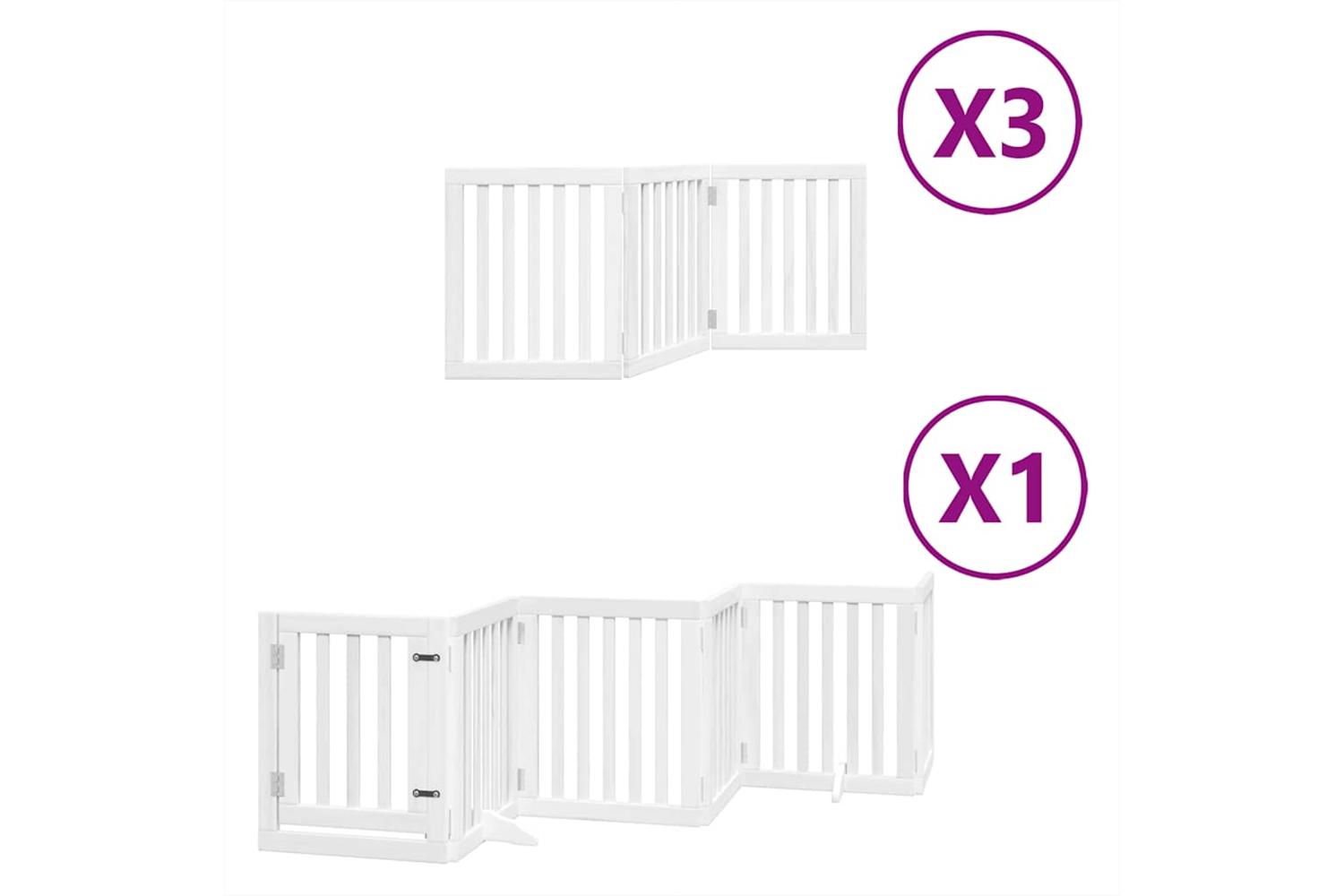Vidaxl Dog Gate With Door Foldable 15 Panels White 750 Cm Poplar Wood