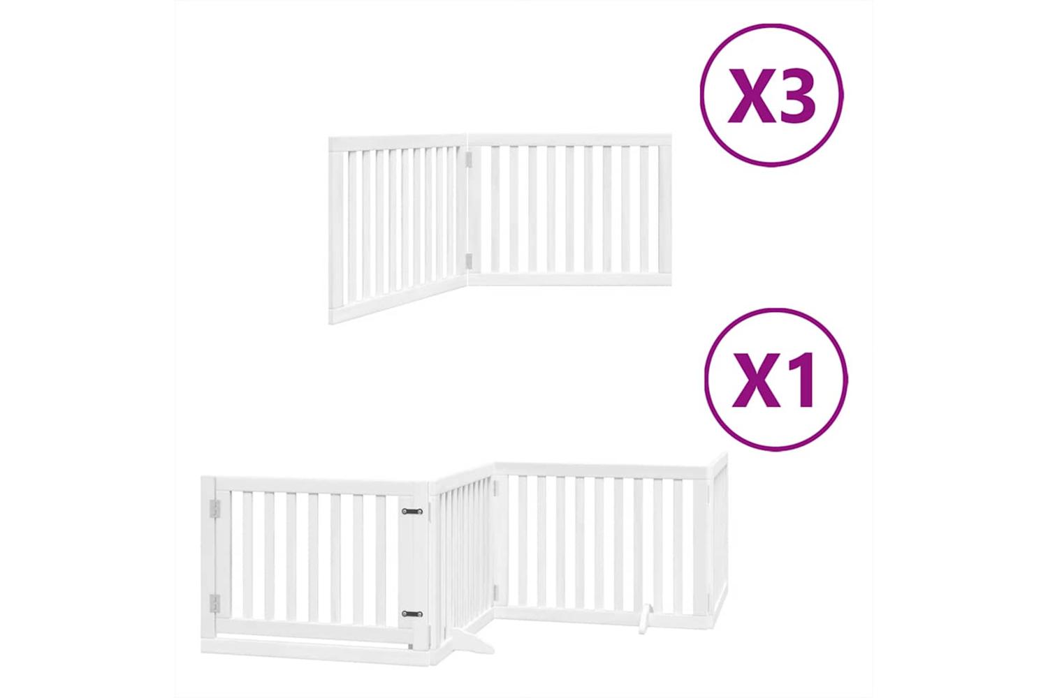 Vidaxl Dog Gate With Door Foldable 10 Panels White 800 Cm Poplar Wood