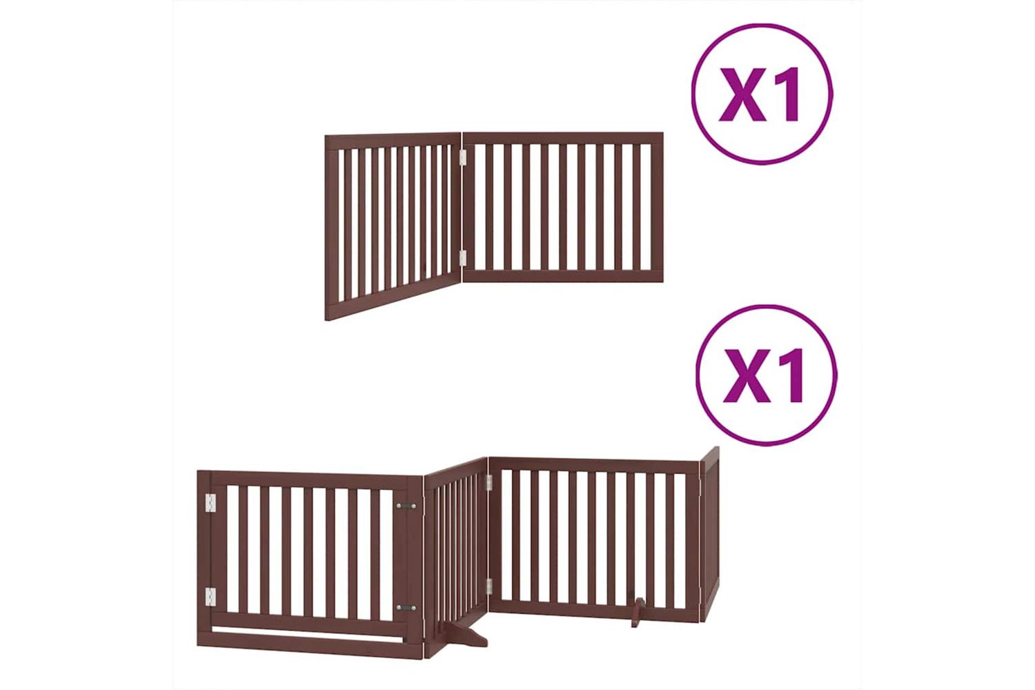 Vidaxl Dog Gate With Door Foldable 6 Panels Brown 480 Cm Poplar Wood