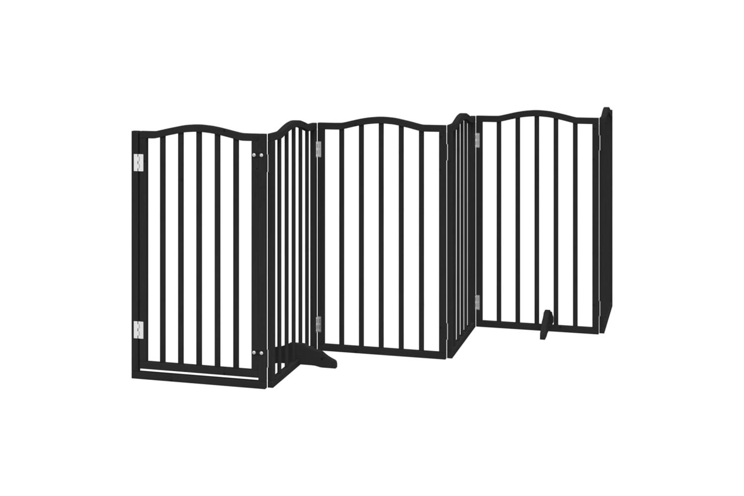 Vidaxl Dog Gate With Door Foldable 6 Panels Black 300 Cmpoplar Wood