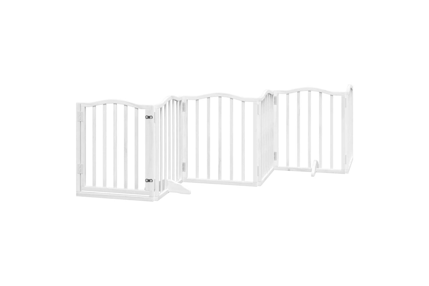 Vidaxl Dog Gate With Door Foldable 6 Panels White 300 Cmpoplar Wood