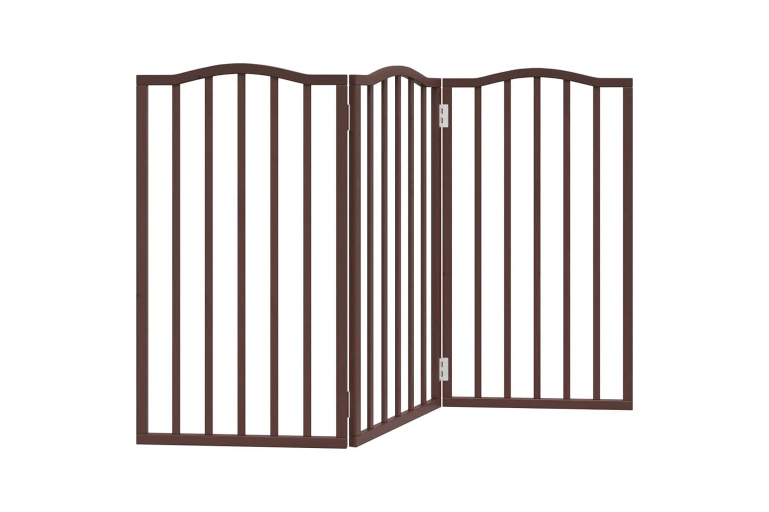 Vidaxl Dog Gate Foldable 3 Panels Brown Oak 150 Cmpoplar Wood