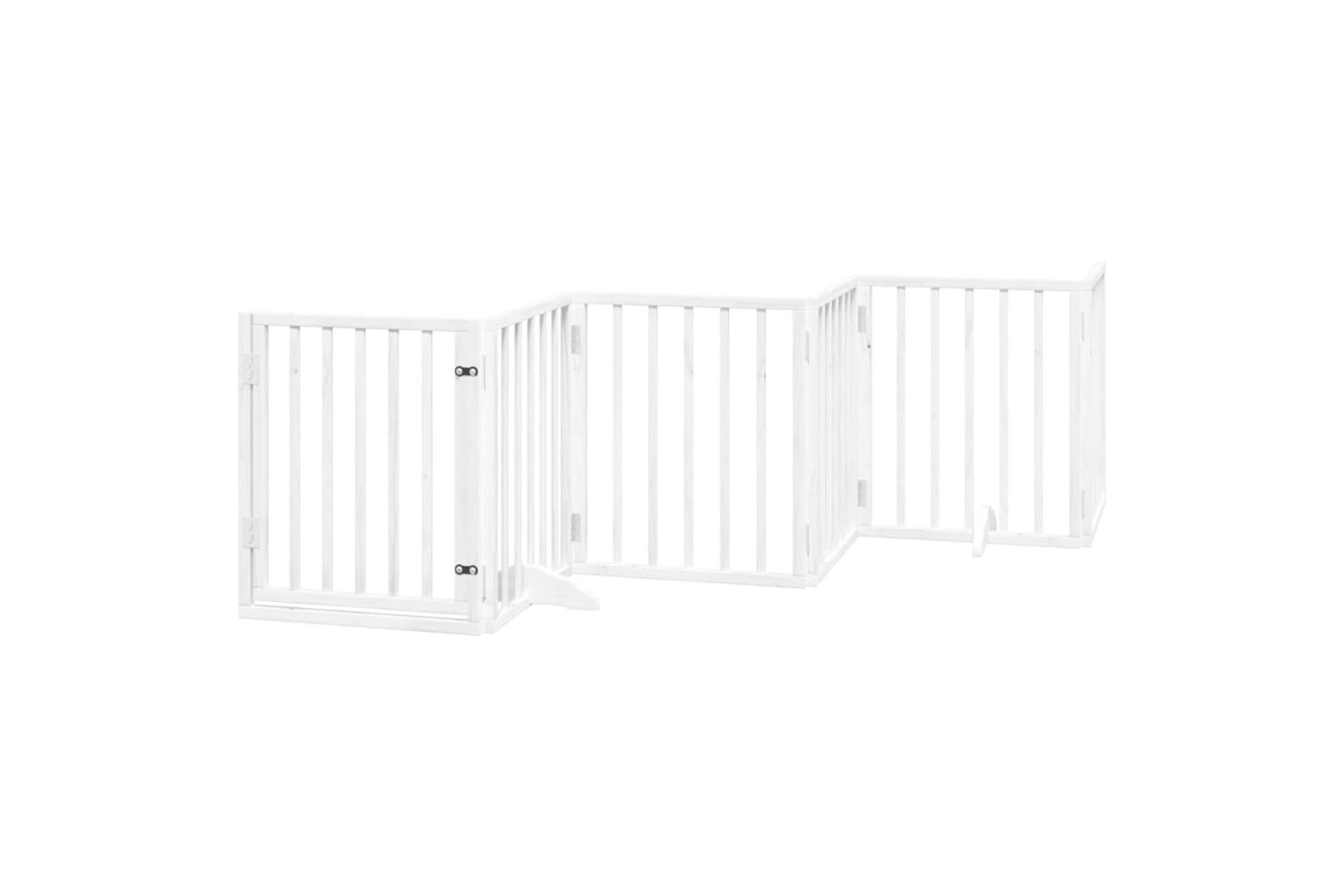 Vidaxl Dog Gate With Door Foldable 6 Panels White 300 Cm Poplar Wood