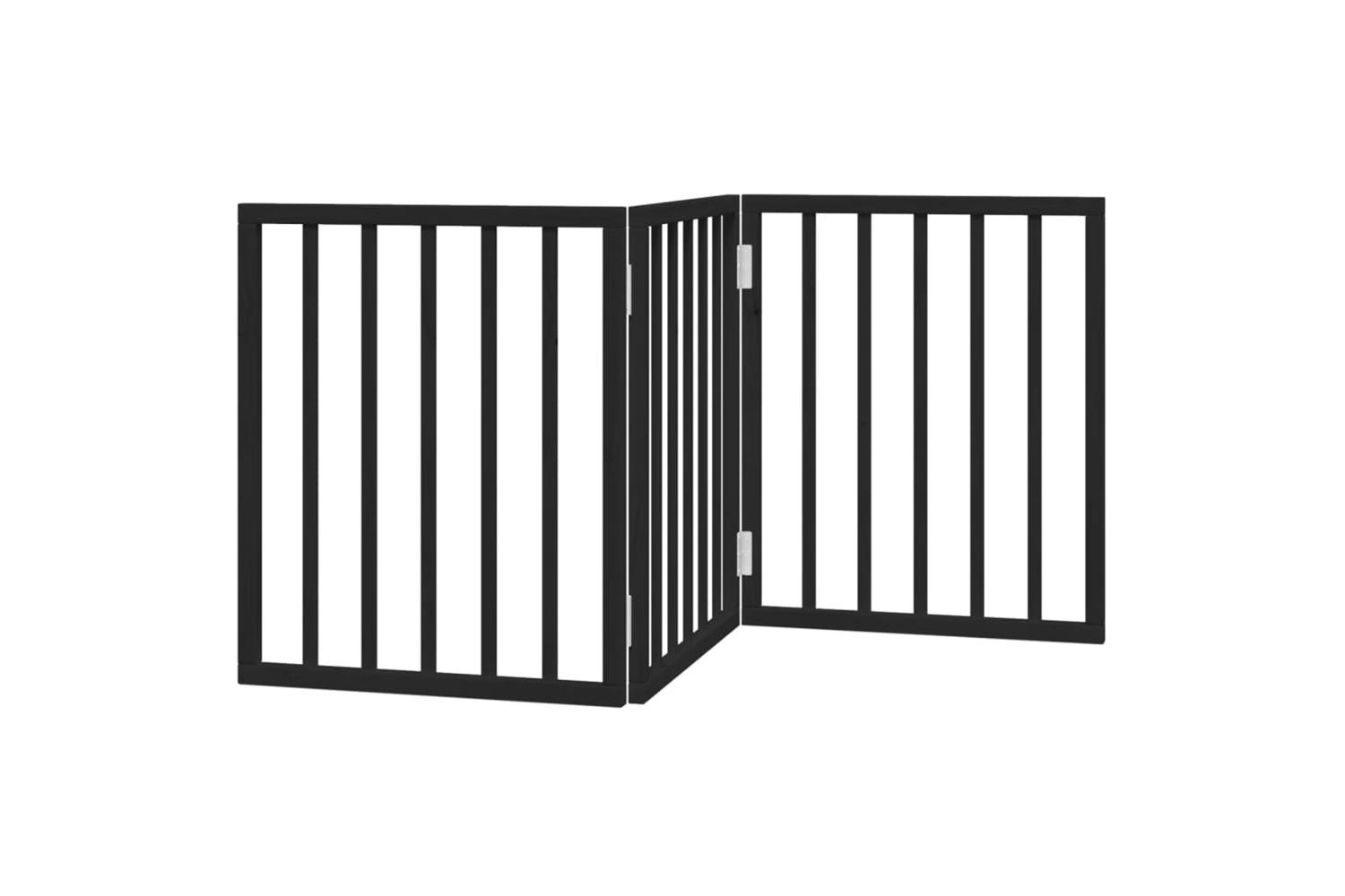 Vidaxl Dog Gate Foldable 3 Panels Black 150 Cm Poplar Wood