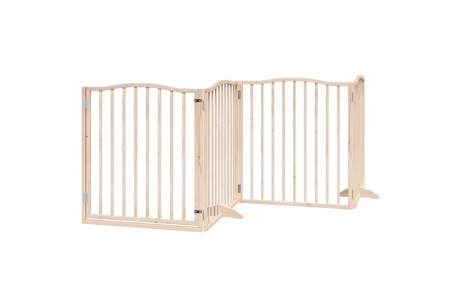 Vidaxl Dog Gate With Door Foldable 4 Panels 320 Cm Poplar Wood