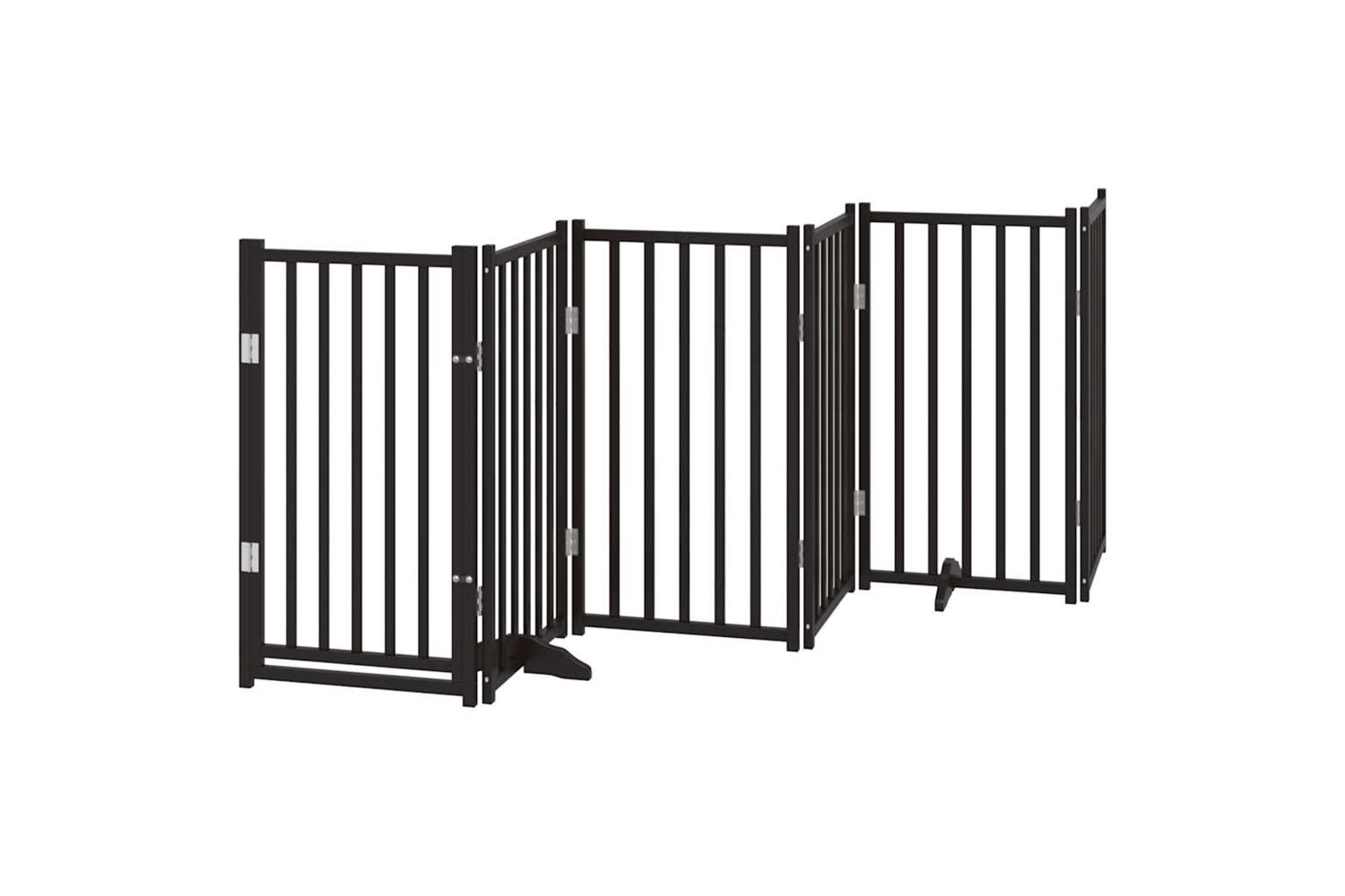 Vidaxl Dog Gate With Door Foldable 6 Panels Black 300 Cm Solid Wood Fir