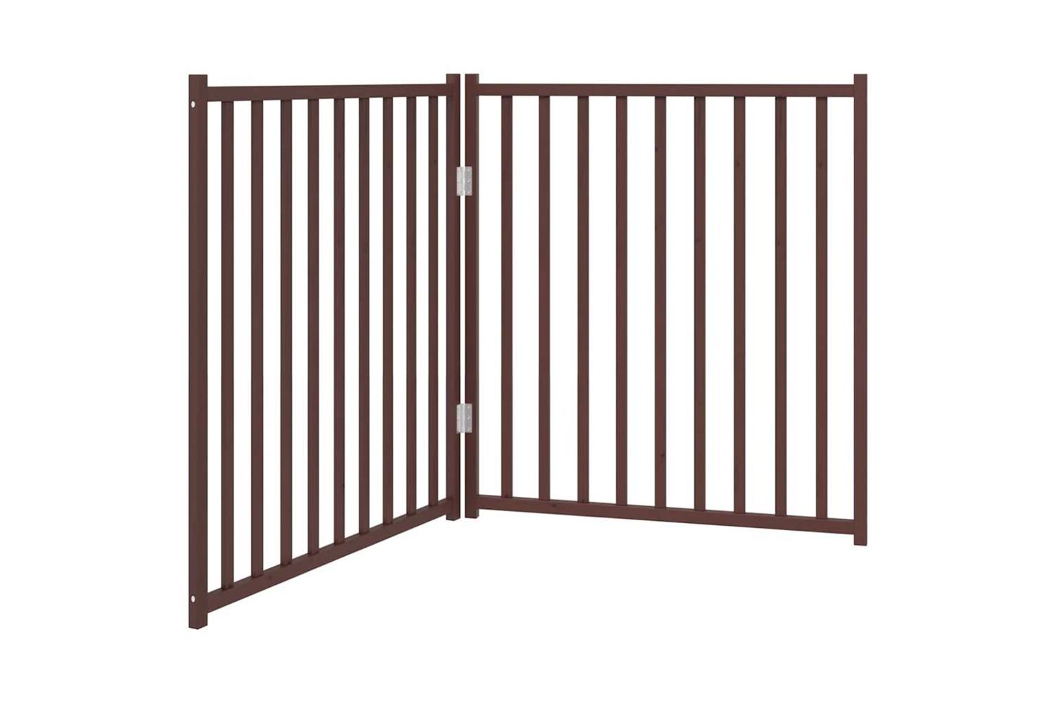 Vidaxl Dog Gate Foldable 2 Panels Brown Oak 160 Cm Solid Wood Fir
