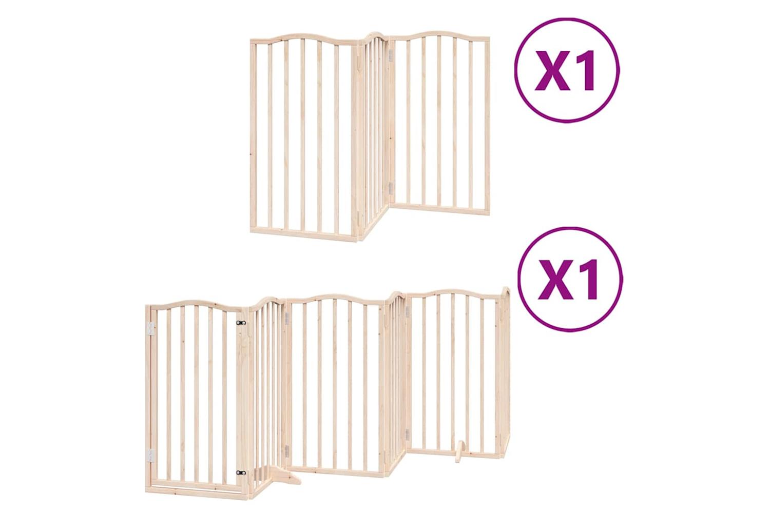 Vidaxl Dog Gate With Door Foldable 9 Panels 450 Cm Poplar Wood