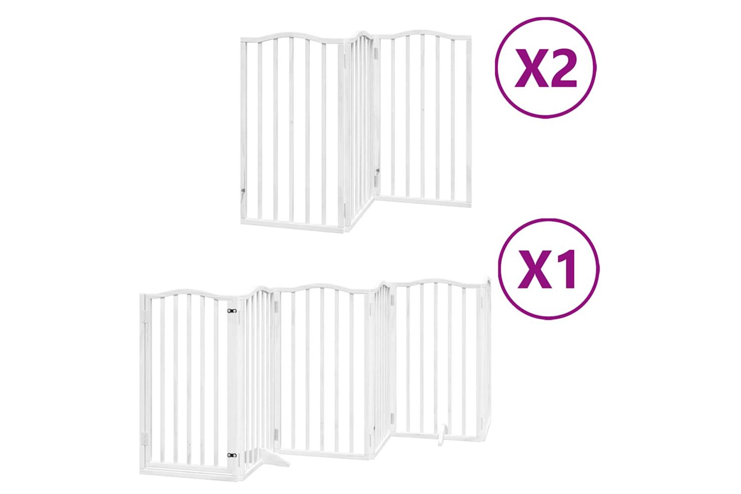 Vidaxl Dog Gate With Door Foldable 12 Panels White 600 Cm Poplar Wood