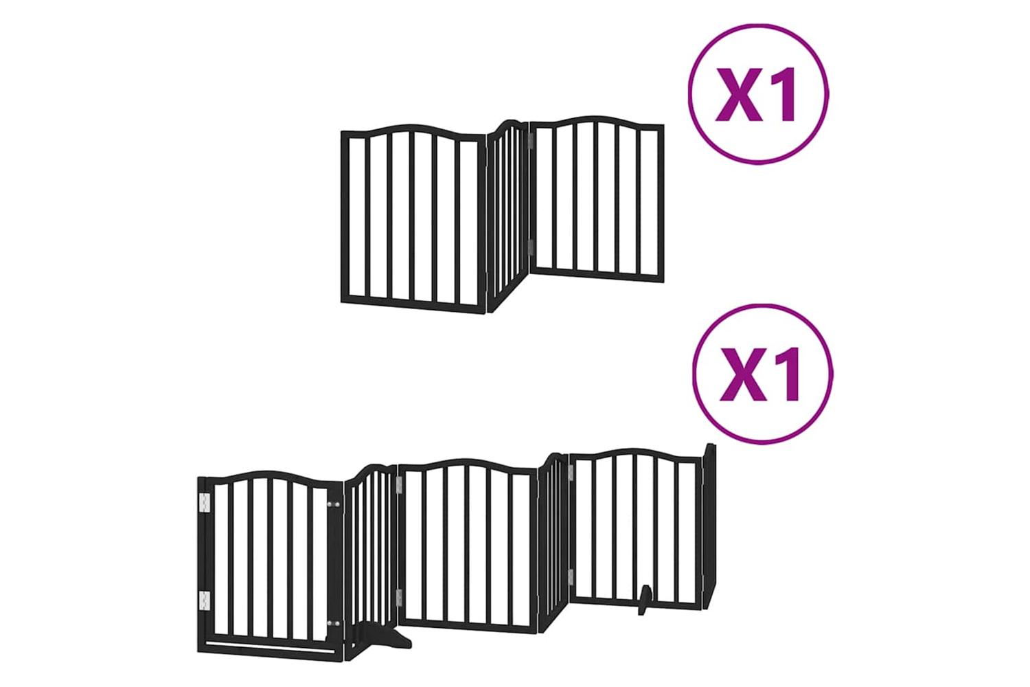 Vidaxl Dog Gate With Door Foldable 9 Panels Black 450 Cm Poplar Wood