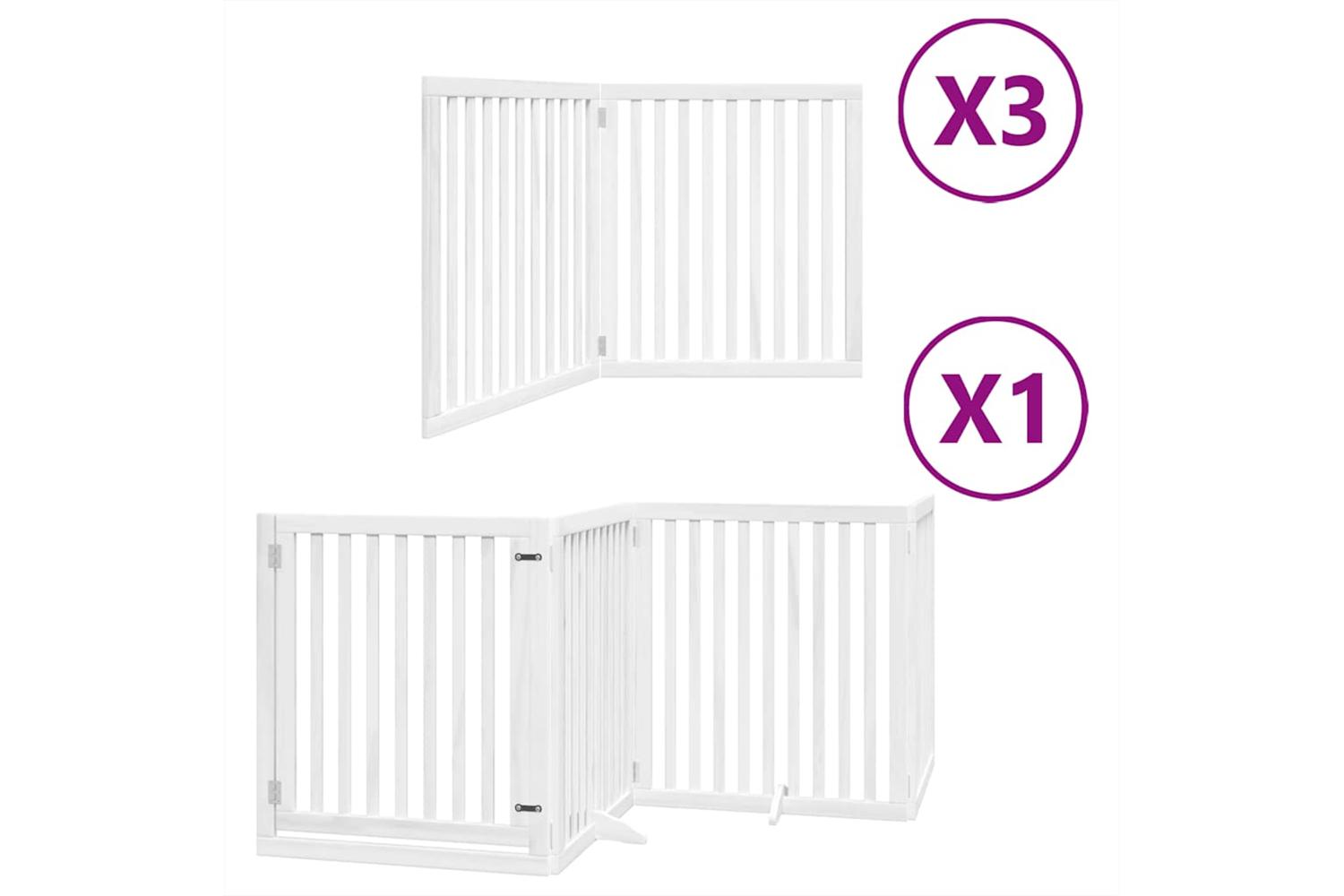Vidaxl Dog Gate With Door Foldable 10 Panels White 800 Cm Poplar Wood