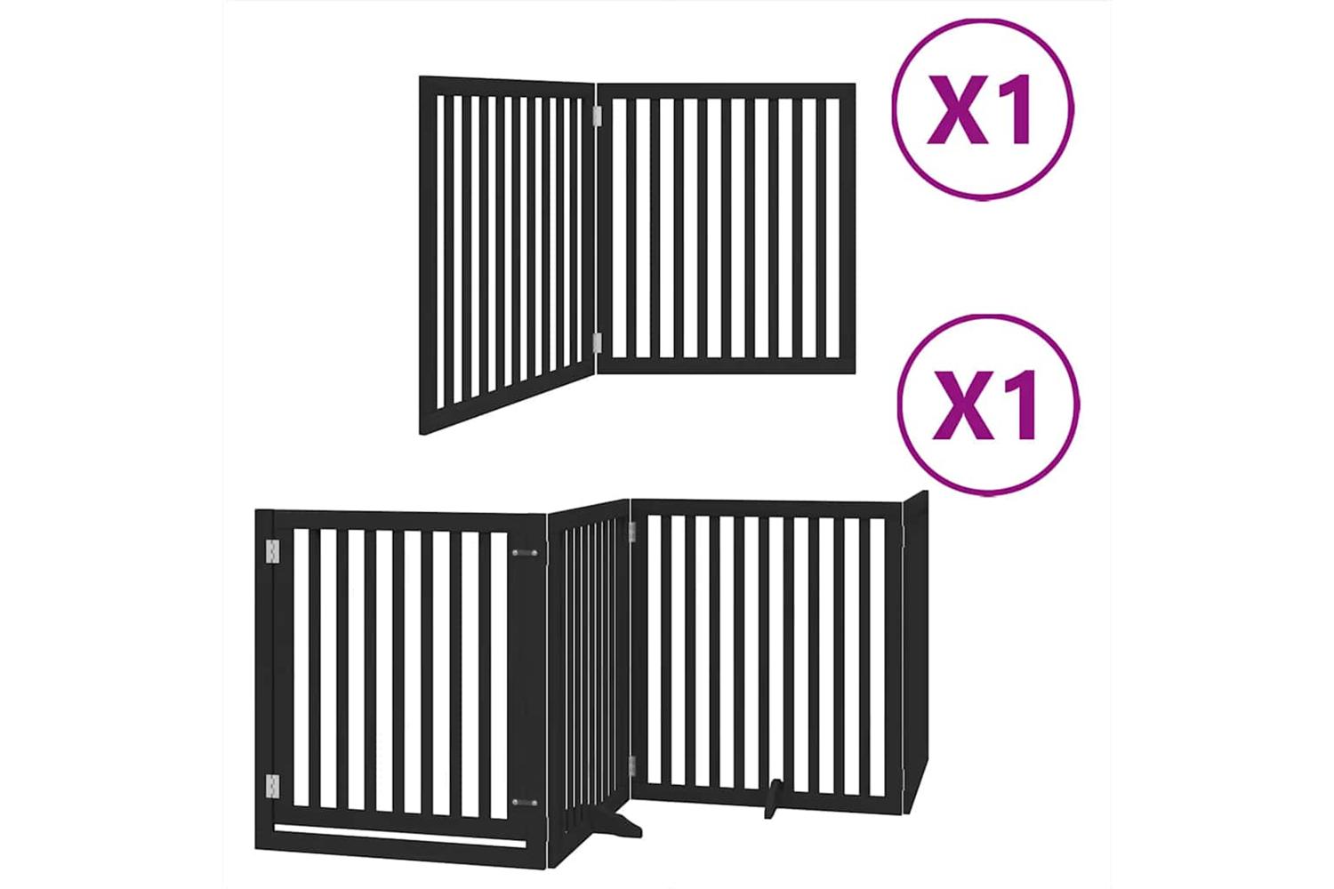 Vidaxl Dog Gate With Door Foldable 6 Panels Black 480 Cm Poplar Wood