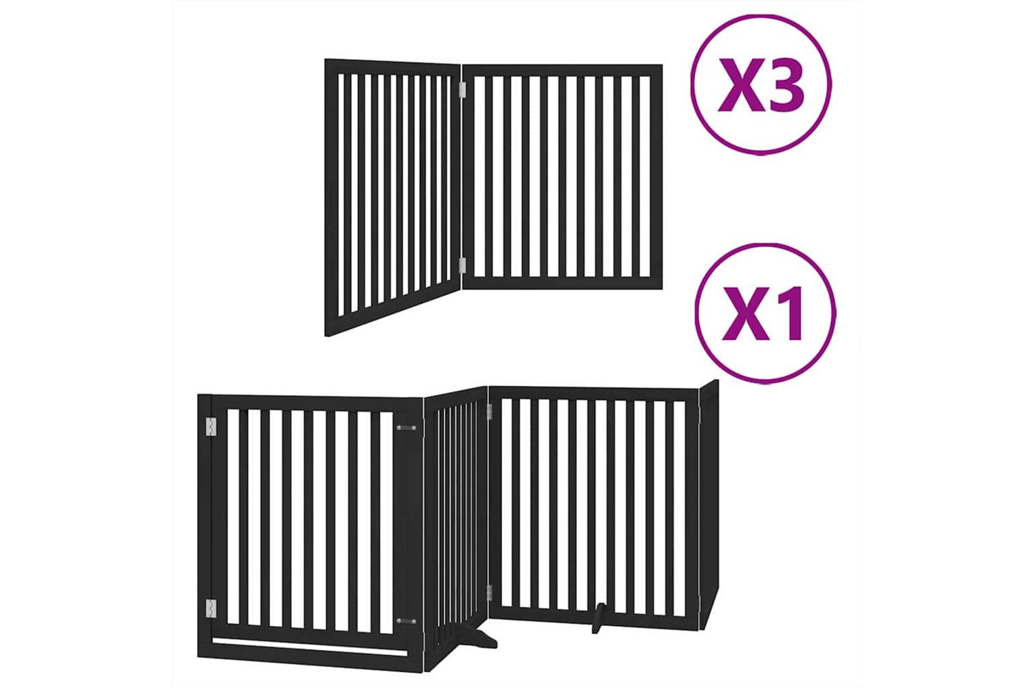 Vidaxl Dog Gate With Door Foldable 10 Panels Black 800 Cm Poplar Wood