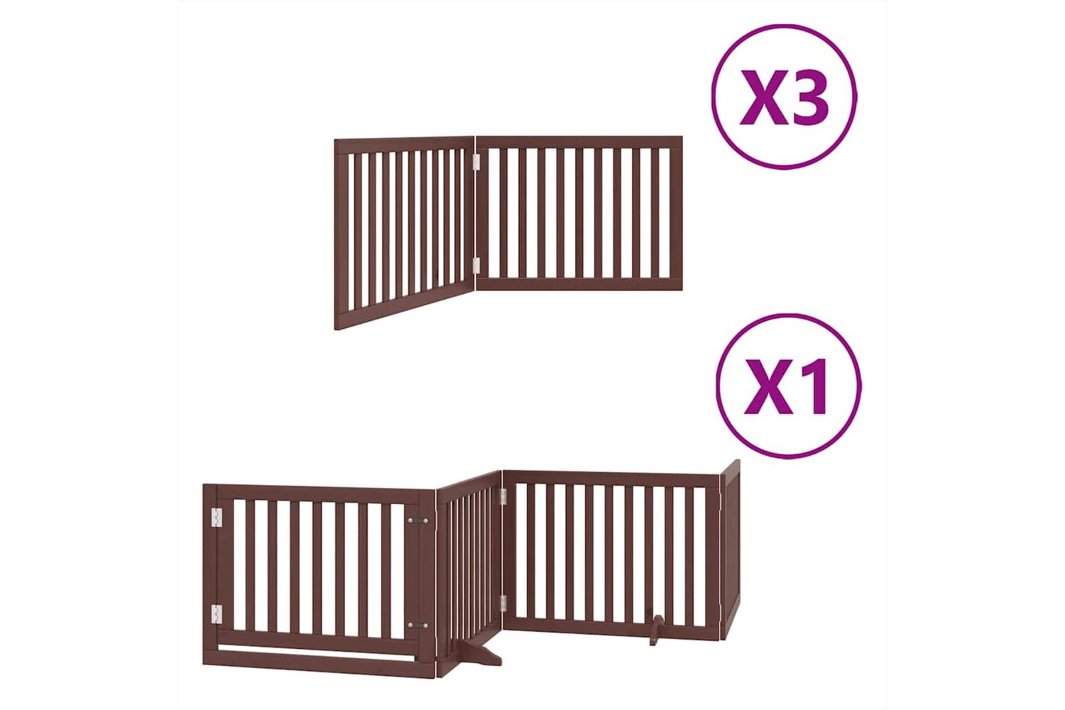 Vidaxl Dog Gate With Door Foldable 10 Panels Brown 800 Cm Poplar Wood