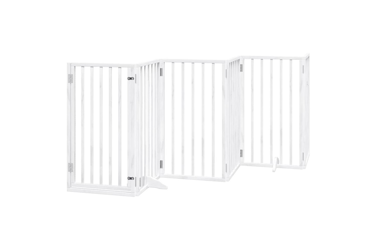 Vidaxl Dog Gate With Door Foldable 6 Panels White 300 Cm Poplar Wood